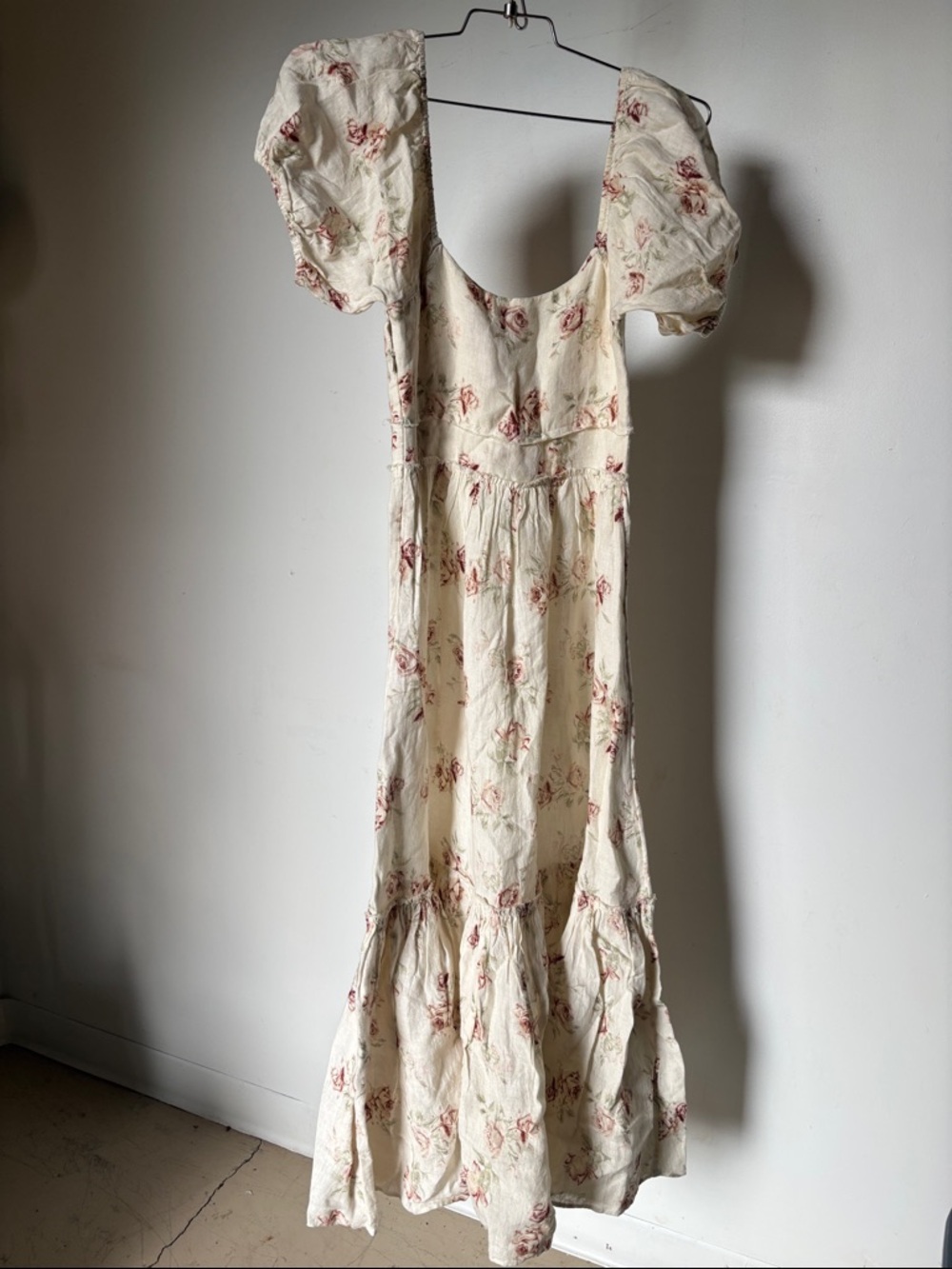 LoveShackFancy Angie Dress Dream Cream Maxi Dress with Vintage Rose Print 🥀 - Picture 10 of 12